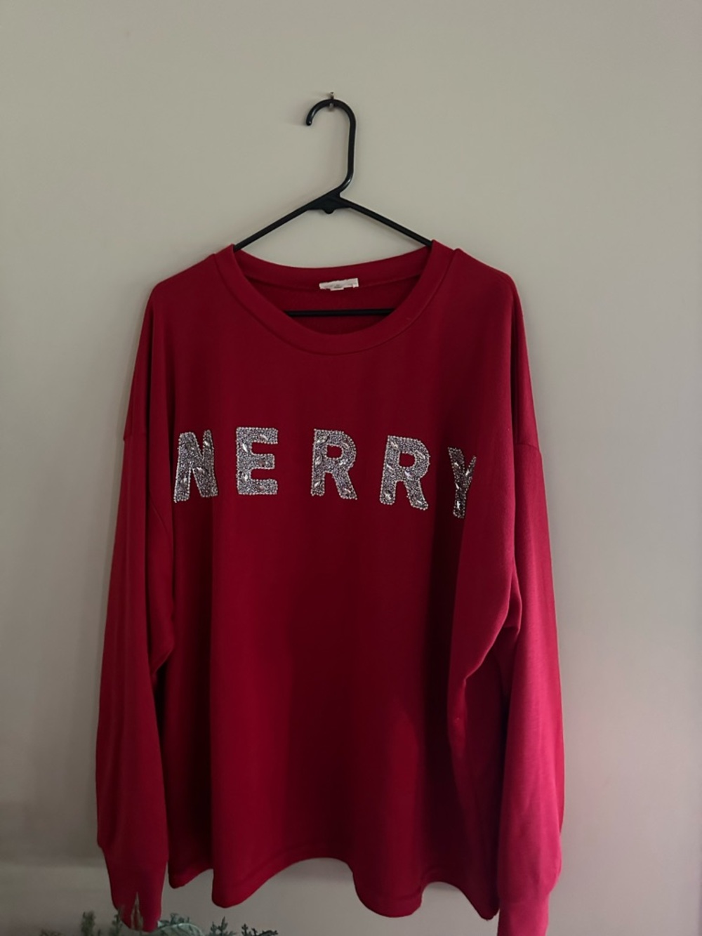 Red "MERRY" Sequin Sweatshirt